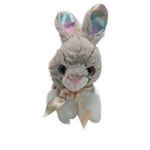 Easter Bunny Rabbit Brown Basket Table Decor Toy Animal Metallic Ears Plush